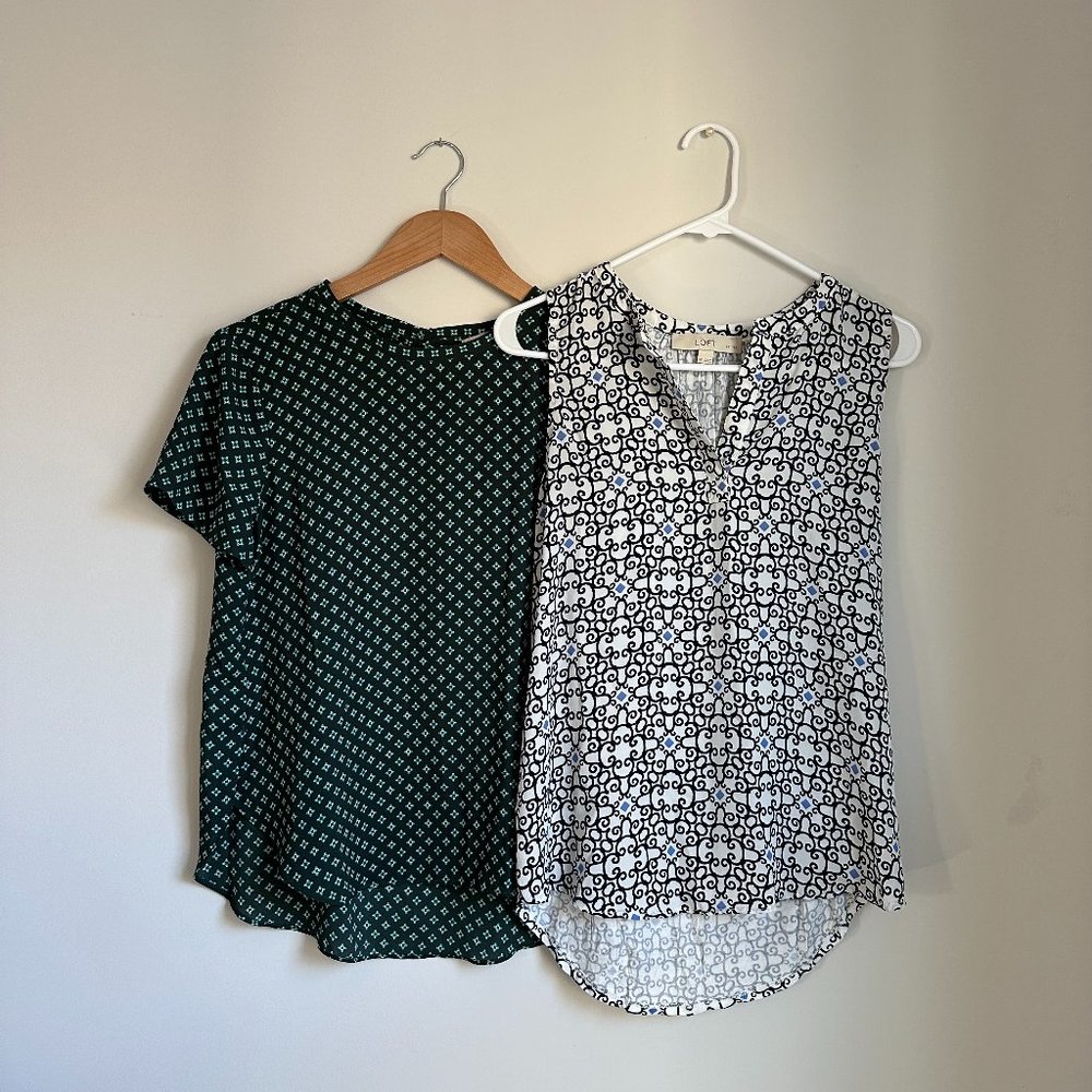 LOFT - Patterned sleeveless blouses, Set of 2, Size Petite S